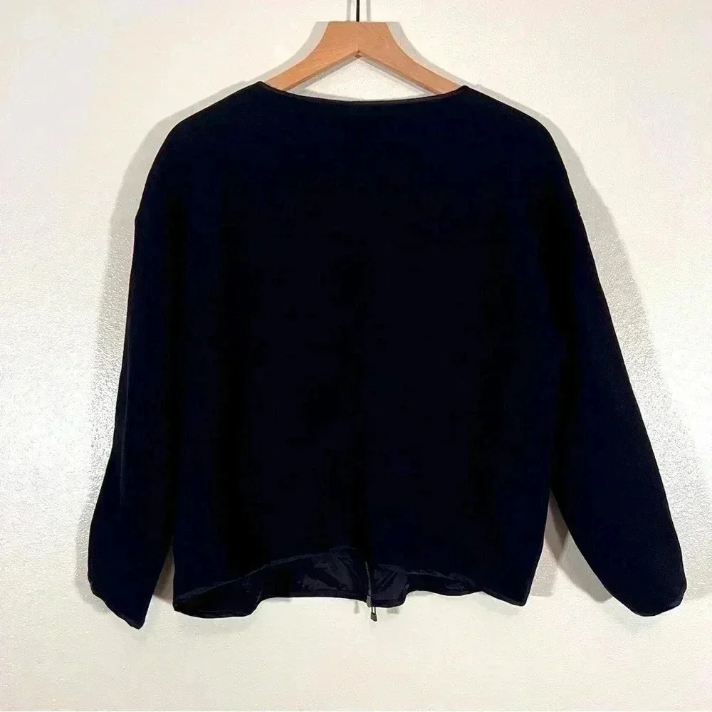 Eileen Fisher Black Textured Zip Jacket